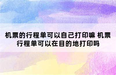 机票的行程单可以自己打印嘛 机票行程单可以在目的地打印吗